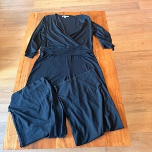 Boden Women's‎ Black V Neck Crossover Ruched Waist JumpSuit Size 14L